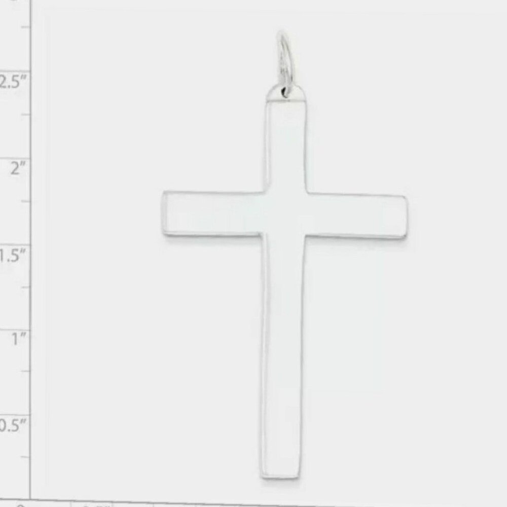 58MM/2.3" Inches Solid .925 Sterling Silver Plain Latin Cross Pendant 11.8 grams